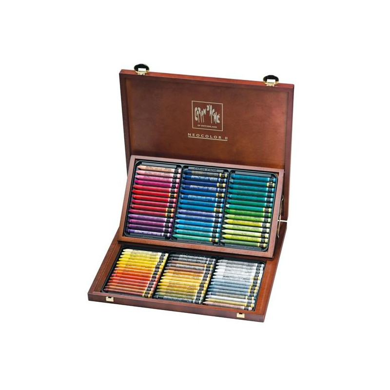 Coffret bois 84 pastels à la cire Caran d'Ache Neocolor II