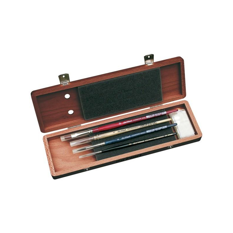 Coffret cadeau de 4 pinceaux pour l'aquarelle vernis noyer –  Da Vinci 