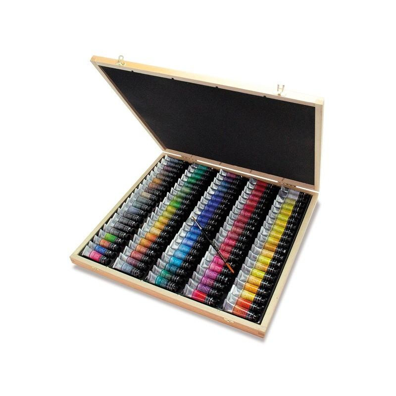 Coffret 100 tubes 10ml + 1 pinceau martre Raphaël en bois Sennelier