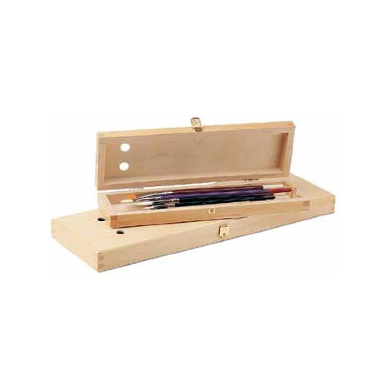 Coffret à pinceaux aéré en orme verni  26,8x7,8x3,7cm