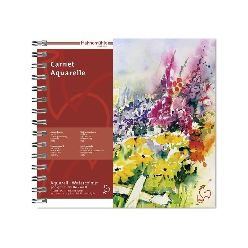Carnet aquarelle Hahnemühle 15f 400g grain fin 19x20