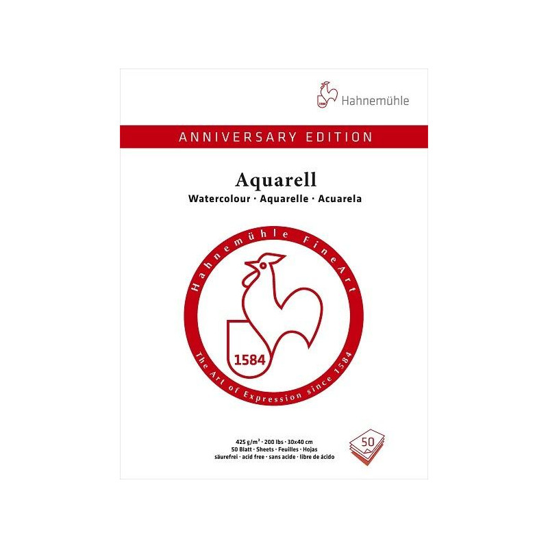 Bloc anniversaire Jumbo 50 feuilles collé 4 côtés 450g 30x40 Hahnemühle