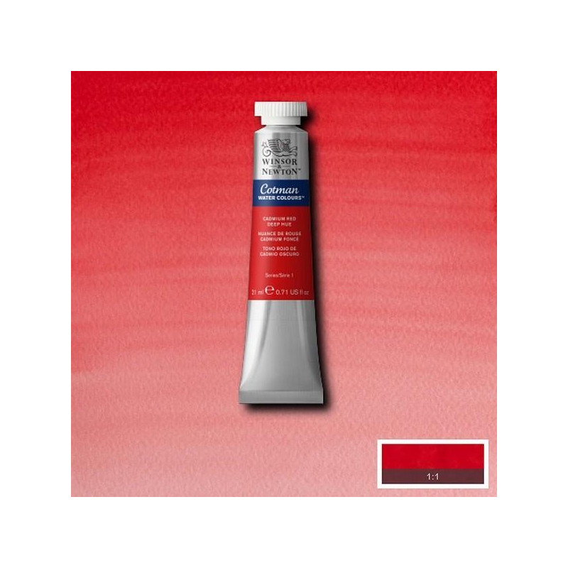 Nuance de rouge de cadmium foncé - Aquarelle tube 21 ml Cotman