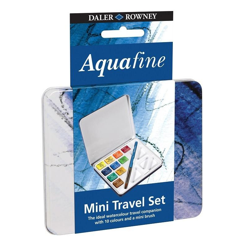 Boîte métal Daler-Rowney Aquafine 10  1/2 godets de voyage et pinceau