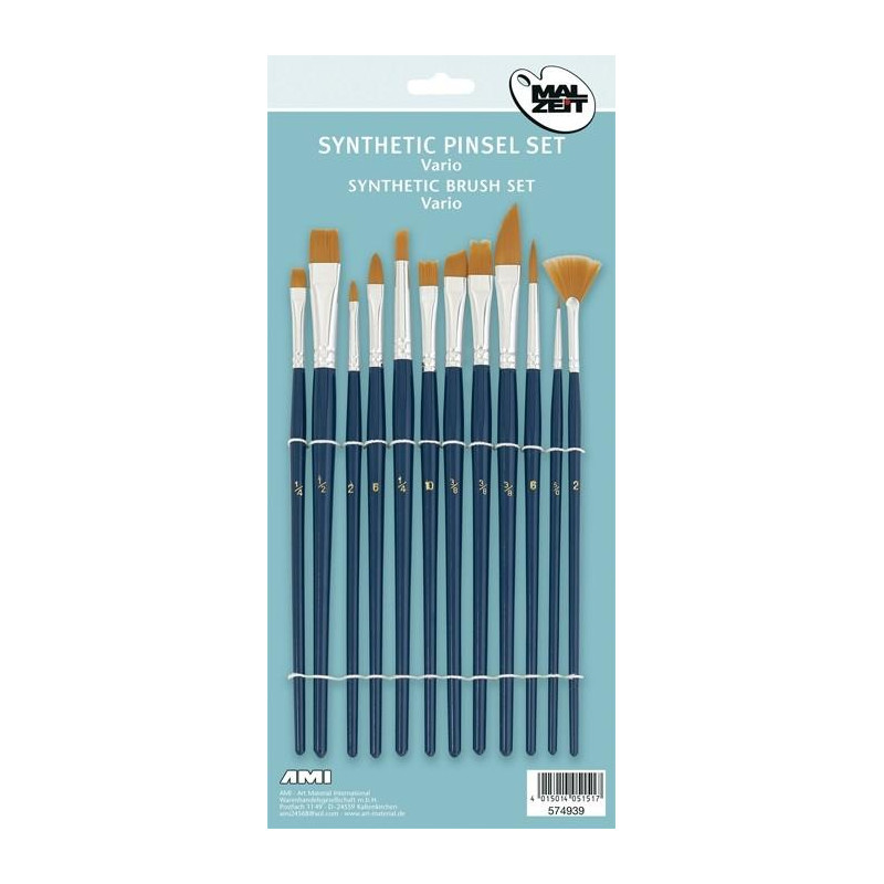 Set de 12 pinceaux en synthétique doré
