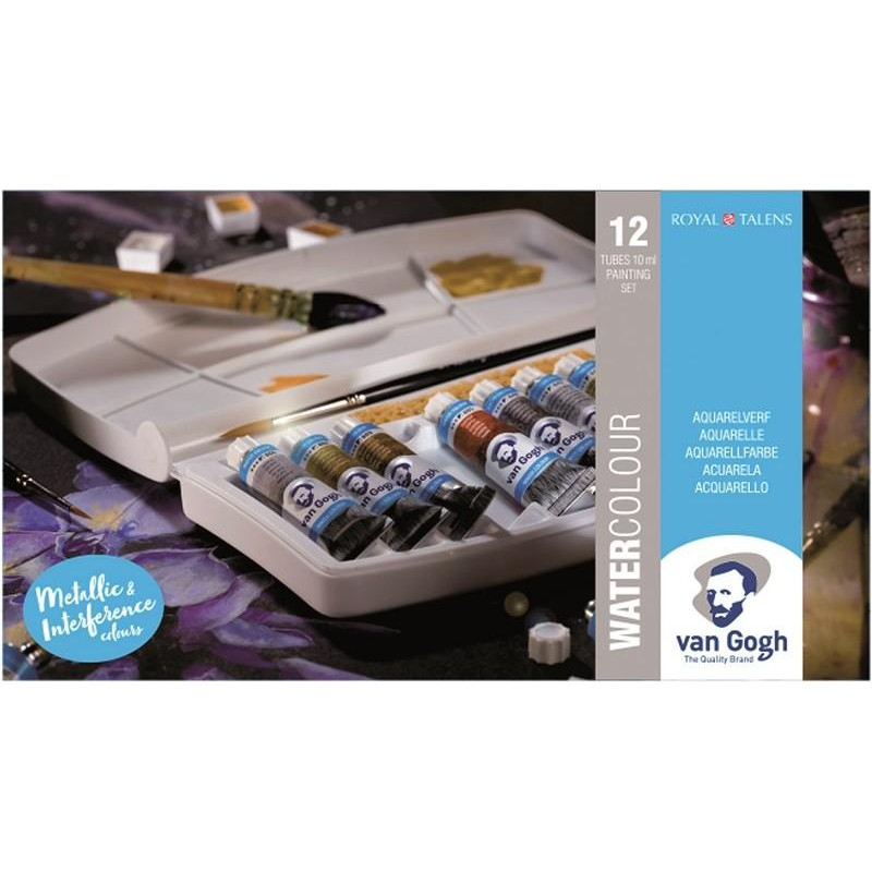 Boîte Van Gogh 12 tubes 10 ml teintes métalliques et interférences