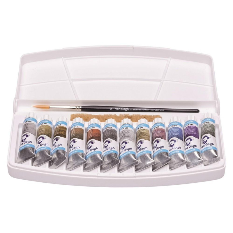 Boîte Van Gogh 12 tubes 10 ml teintes métalliques et interférences