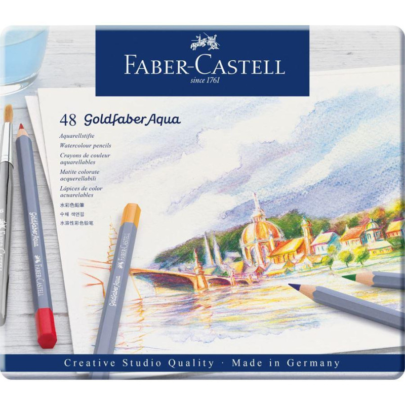Boîte métal 48 crayons aquarelle Faber-Castell Goldfaber