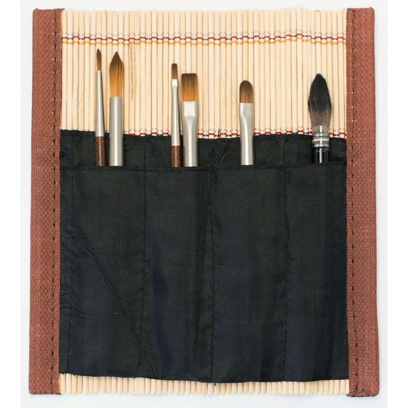 Mini natte bambou de 6 pinceaux pour le voyage Sennelier