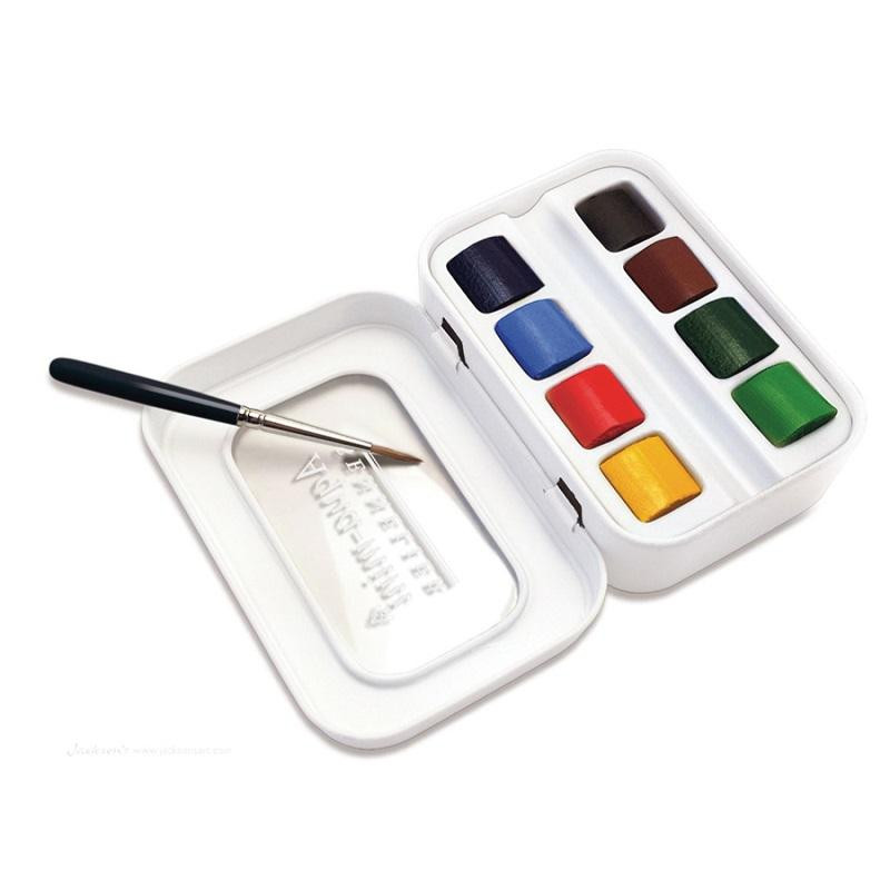 Boîte métal Sennelier 8 ½ godets aquarelle extra-fine au miel Aqua-mini