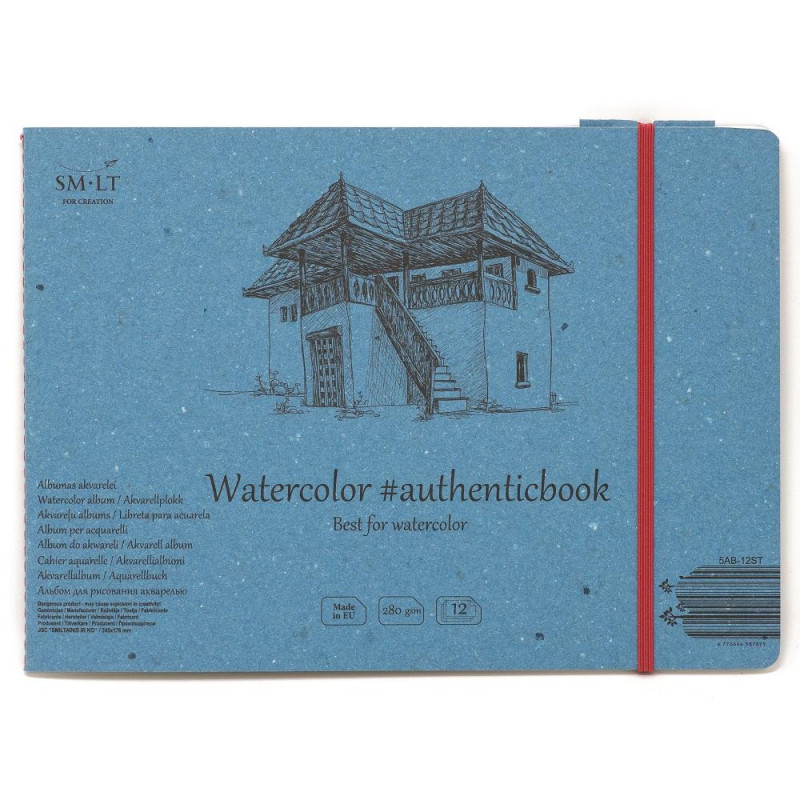 Carnet aquarelle cousu SM-LT 12f 280g 17,6 x 24,5 grain fin