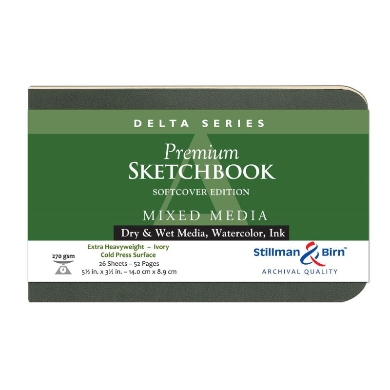 Carnet Stillman & Birn Delta softcover 9x14 26f 270g Ivoire grain fin