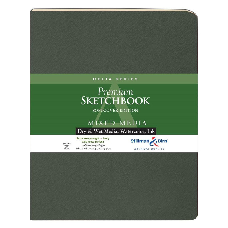 Carnet Stillman & Birn Delta softcover 25x20 26f 270g Ivoire grain fin