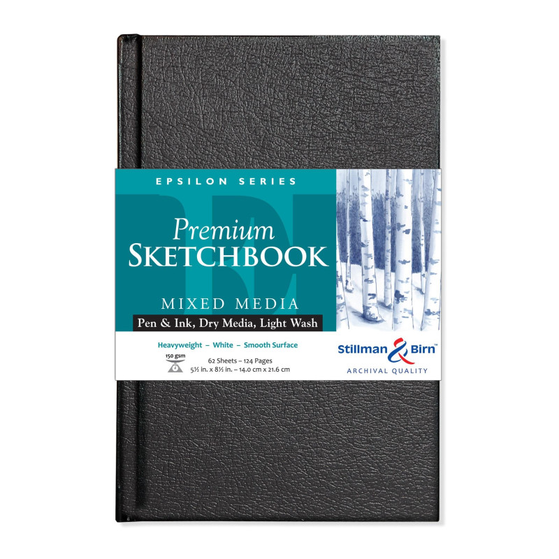 Carnet cartonné Stillman & Birn Epsilon 21,6x14 62f 150g blanc satiné