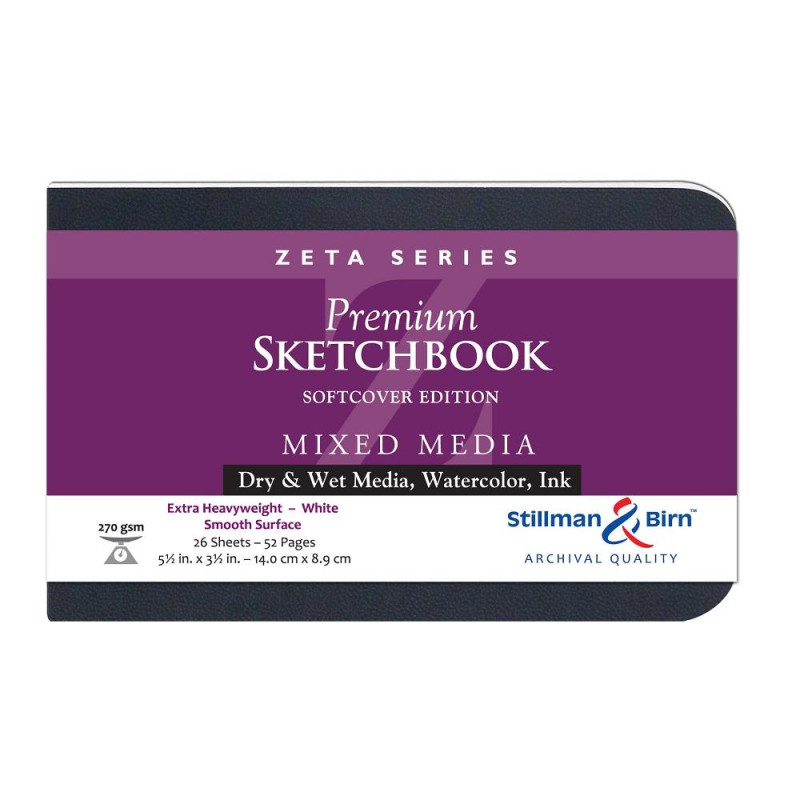 Carnet Stillman & Birn Zeta softcover 9x14 26f 270g blanc satiné paysage