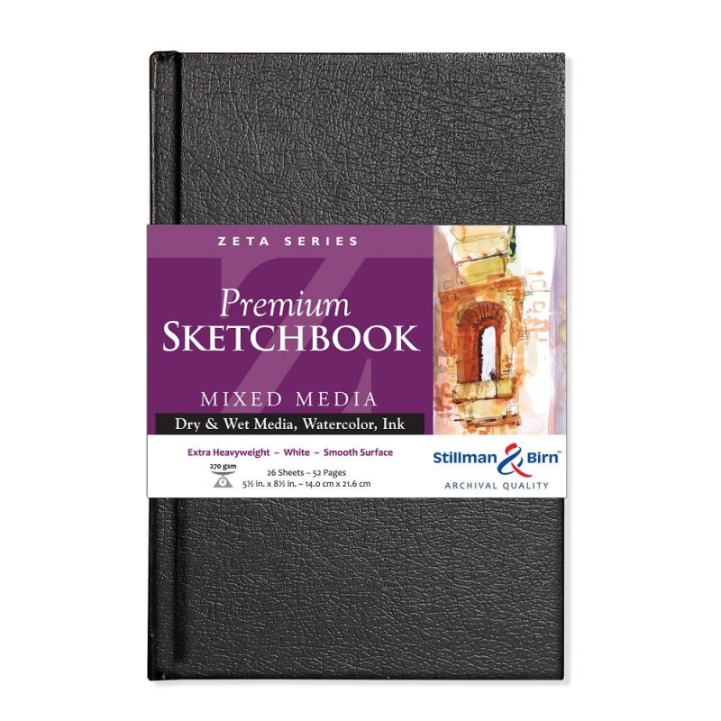Carnet cartonné Stillman & Birn Zeta 22x14 26f 270g blanc satiné