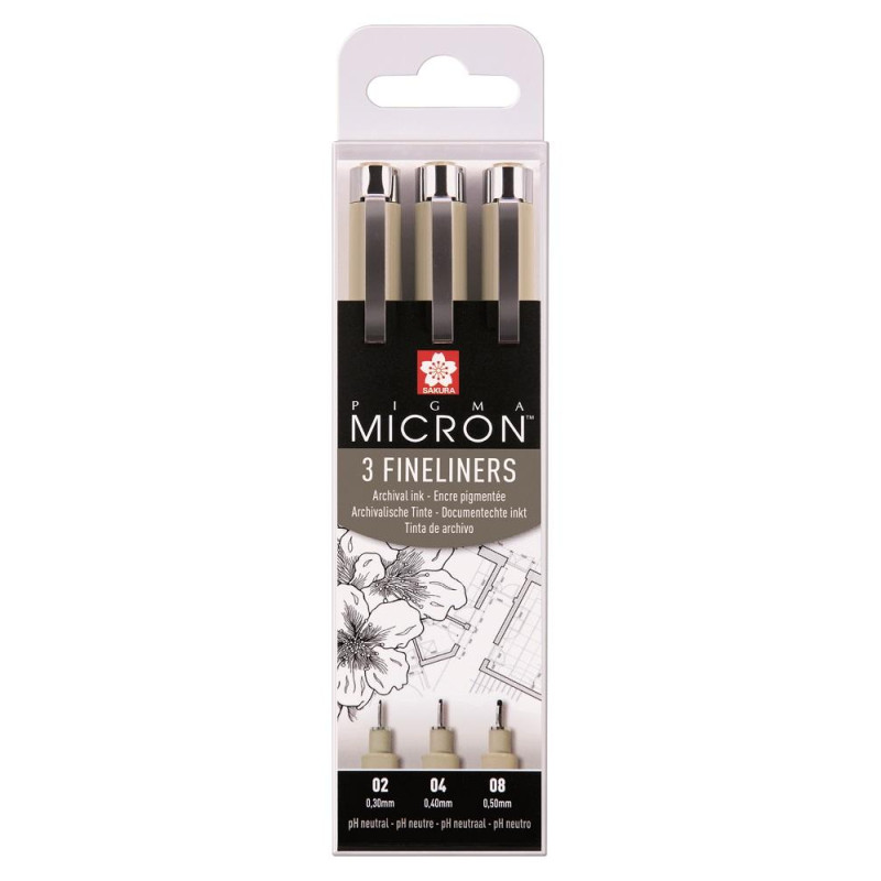 Set de 3 Pigma micron noirs – 02 04 08