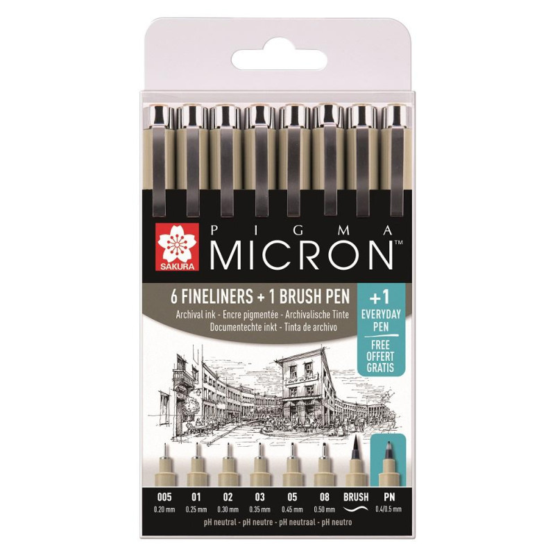 Set de 7  Pigma micron noirs + 1 offert