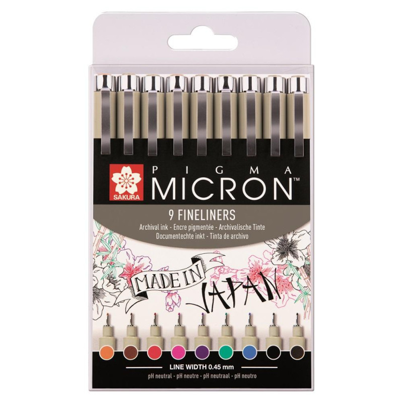 Set de 9 Pigma micron 05 couleur