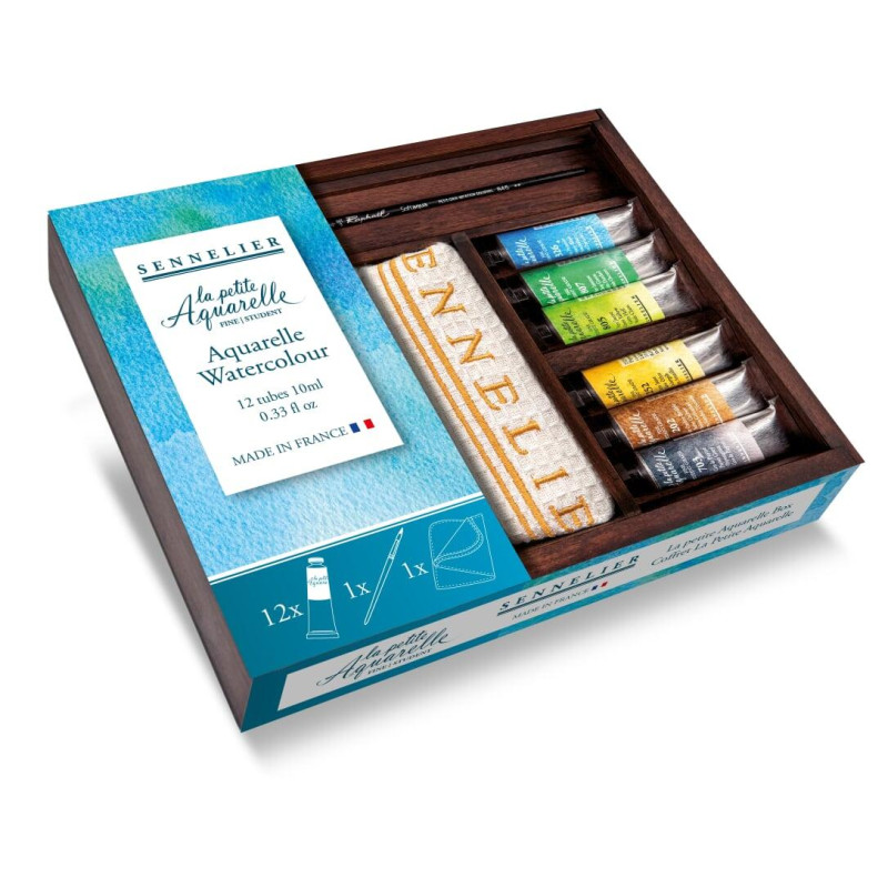 Coffret bois 12 tubes 10ml La petite aquarelle Sennelier