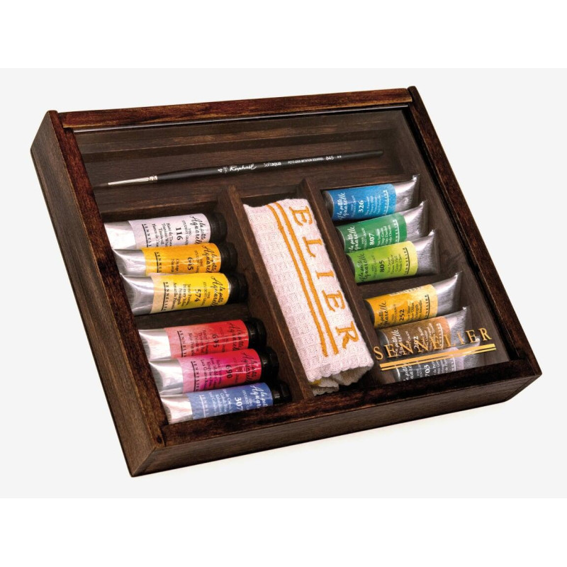 Coffret bois 12 tubes 10ml La petite aquarelle Sennelier