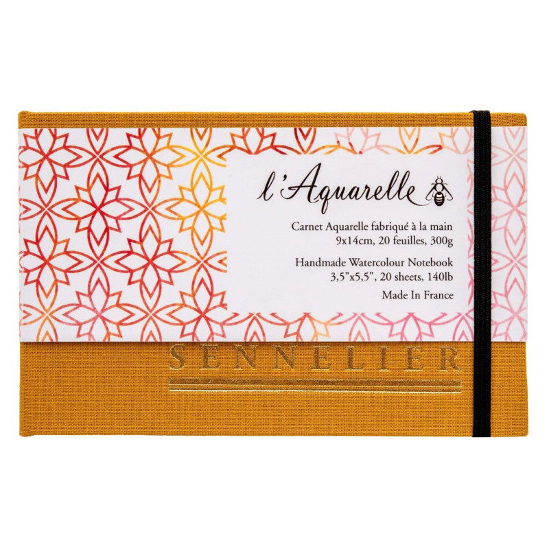 Carnet aquarelle entoilé spiralé brun Sennelier 9x14 300g 20 f