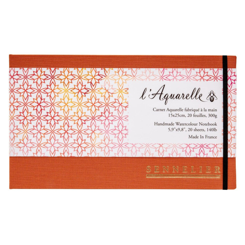 Carnet aquarelle entoilé spiralé brun Sennelier 15x25 300g 20 f
