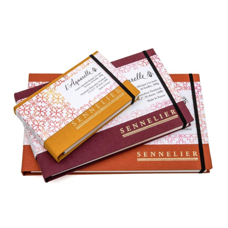 Carnet aquarelle entoilé spiralé brun Sennelier 15x25 300g 20 f