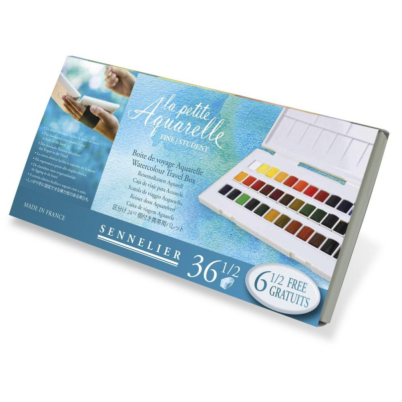 Boîte de voyage 36 couleurs en ½ godets La petite aquarelle Sennelier