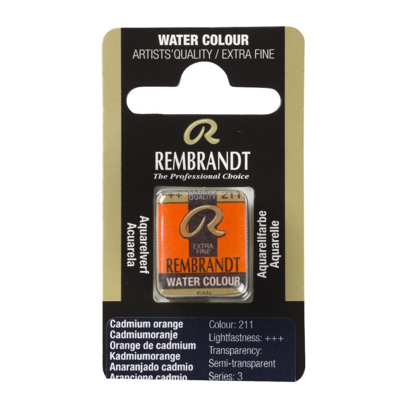 Orange de cadmium - Aquarelles 1/2 Godet Rembrandt