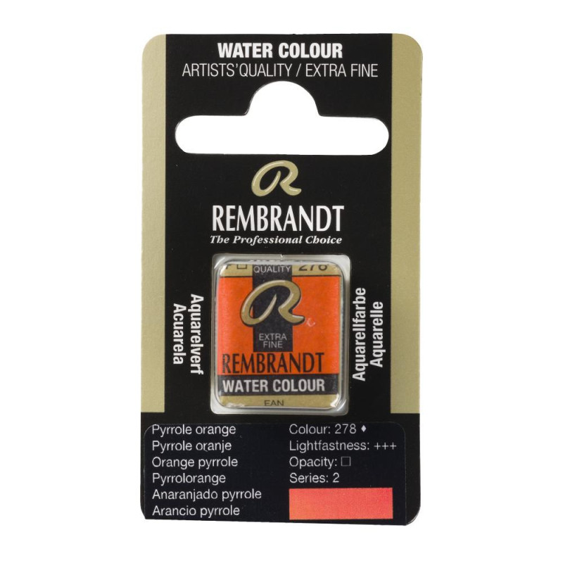 Orange pyrrole - Aquarelles 1/2 Godet Rembrandt