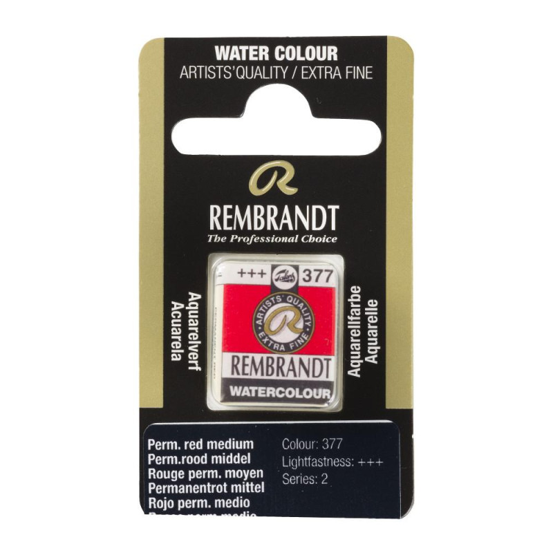 Rouge permanent moyen - Aquarelles 1/2 Godet Rembrandt