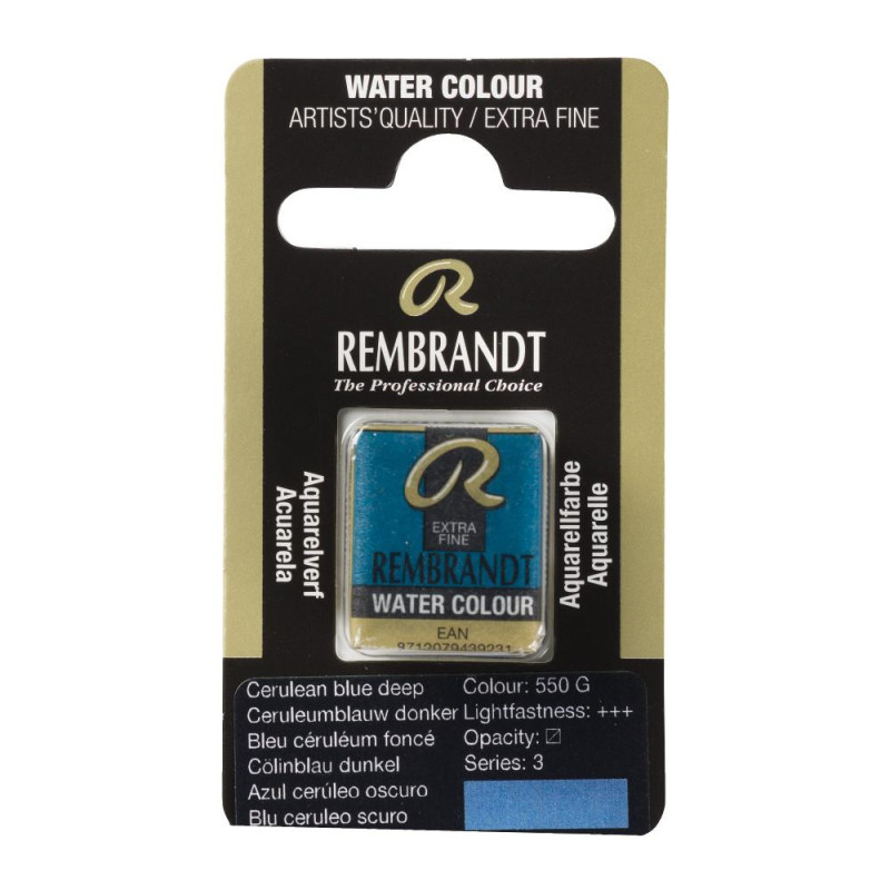 Bleu céruléum foncé - Aquarelles 1/2 Godet Rembrandt