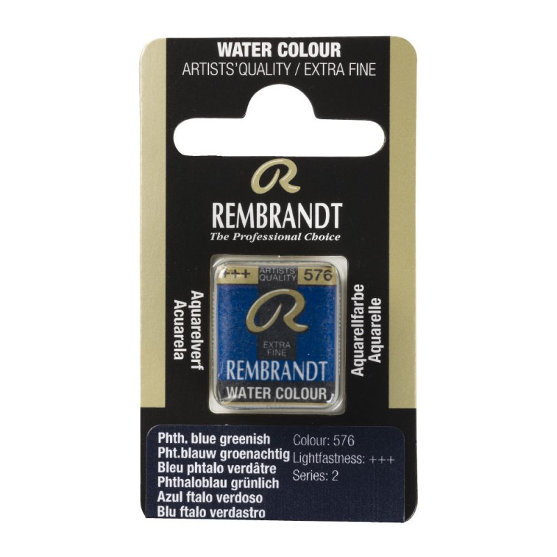Bleu phtalo vert - Aquarelles 1/2 Godet Rembrandt