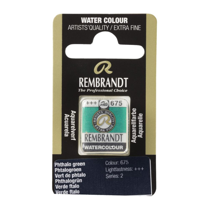 Vert phtalo - Aquarelles 1/2 Godet Rembrandt