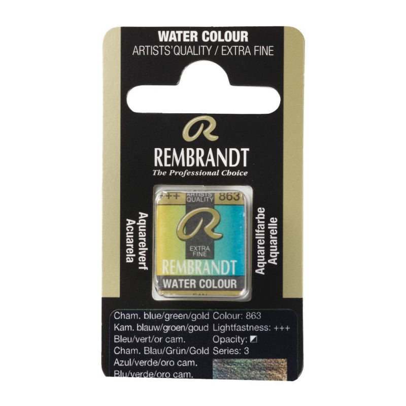 Caméléon bleu vert or - Aquarelles 1/2 Godet Rembrandt