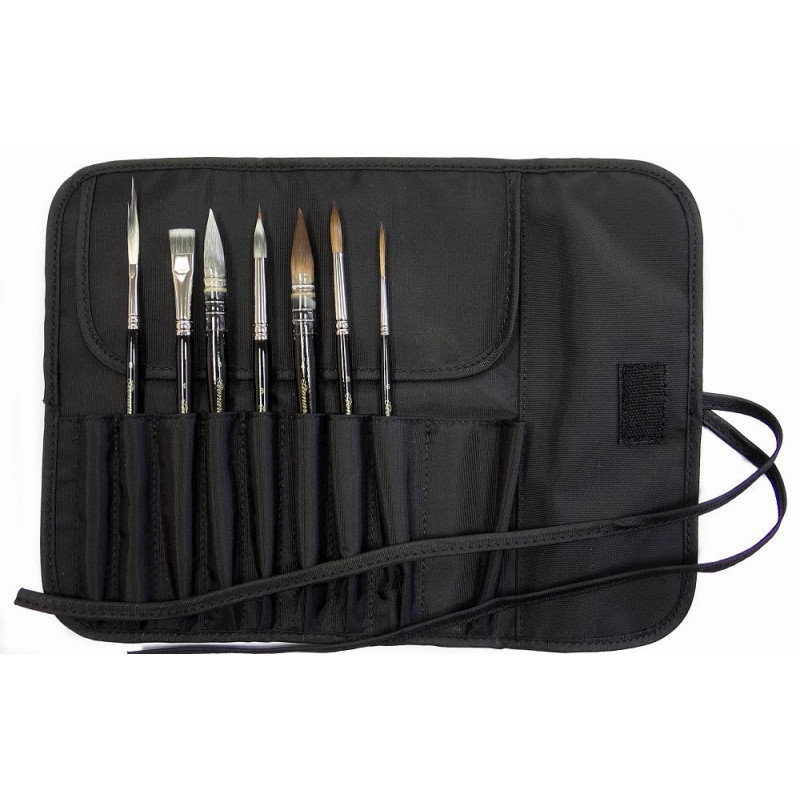 Trousse de 7 pinceaux synthétiques essentiels Aquarellys Aquastyl Léonard