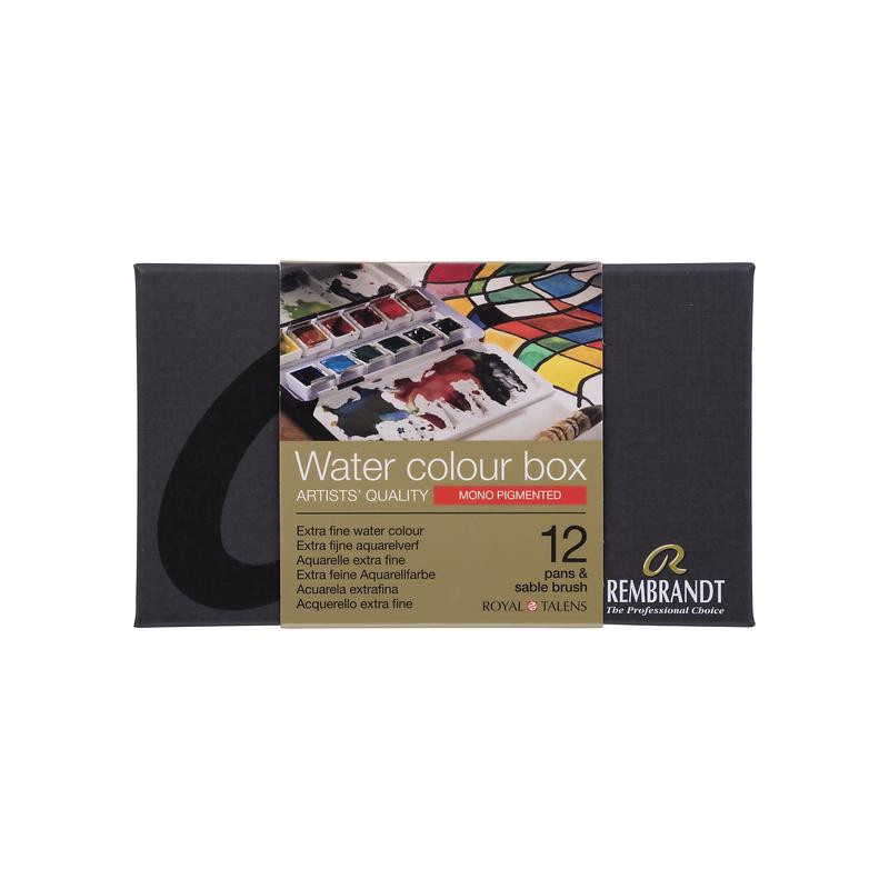 Coffret 12 ½ godets aquarelle extra-fine mono pigmented Rembrandt et pinceau martre