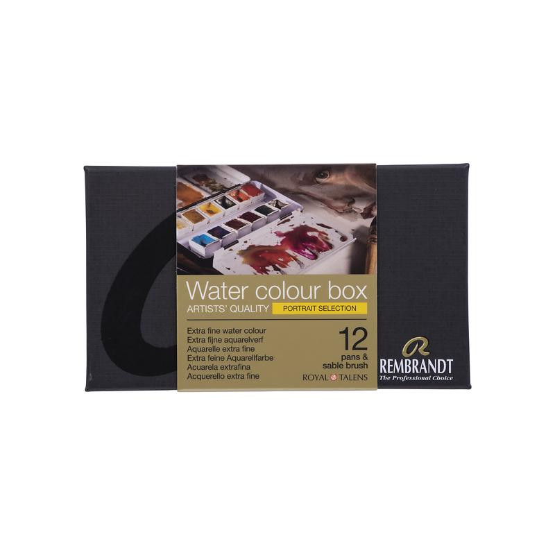 Coffret 12 ½ godets aquarelle extra-fine portrait Rembrandt et pinceau martre