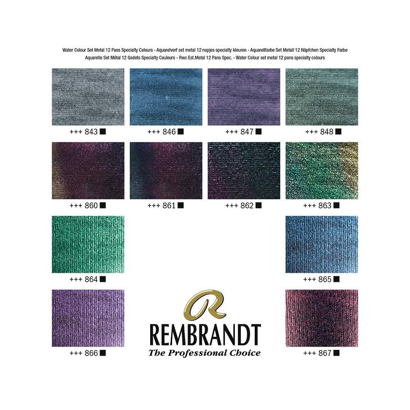 Coffret 12 ½ godets aquarelle extra-fine spécial effect Rembrandt et pinceau martre