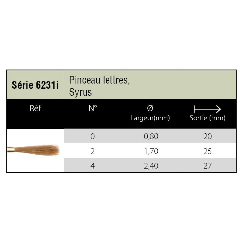 Pinceau aquarelle Syrus lettreur Isabey série 6231i n°2