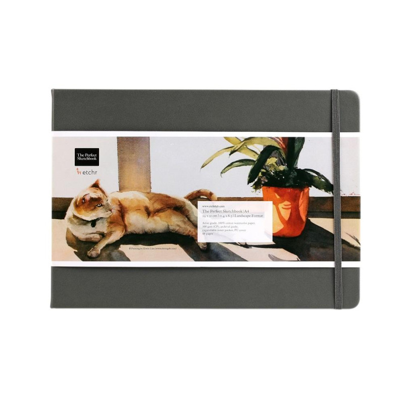 The Perfect Sketchbook A4 300g 100% coton 44 pages grain fin format paysage Etchr Lab
