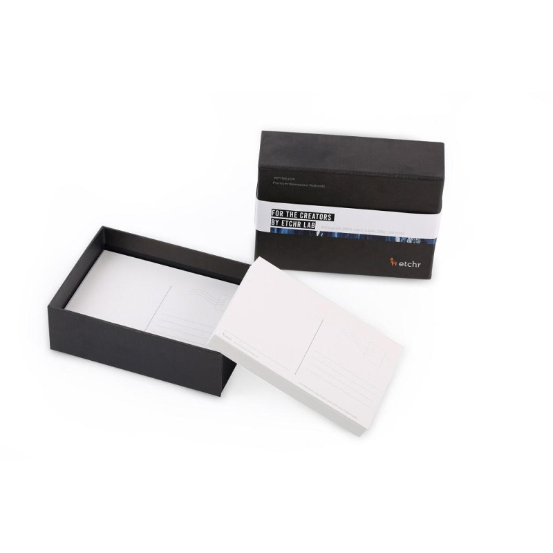 Boîte de 100 cartes postales pour aquarelle 230g 100% coton grain fin Etchr Lab
