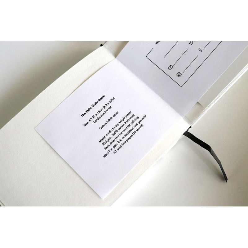 Sketchbook A5 220g 100% coton 52 pages grain satin format paysage Etchr Lab
