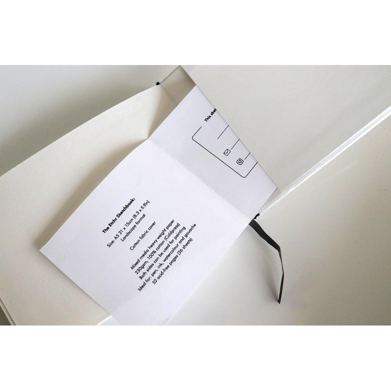 Sketchbook A5 230g 100% coton 52 pages grain fin format paysage Etchr Lab