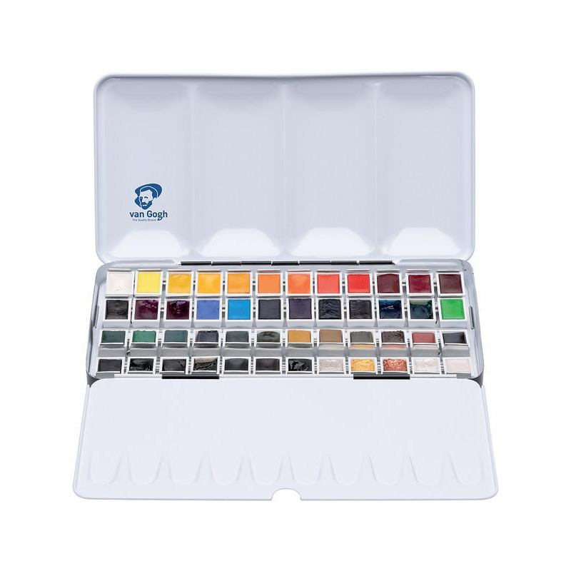 Coffret métal 48 ½ godets aquarelle fine Van Gogh et pinceau