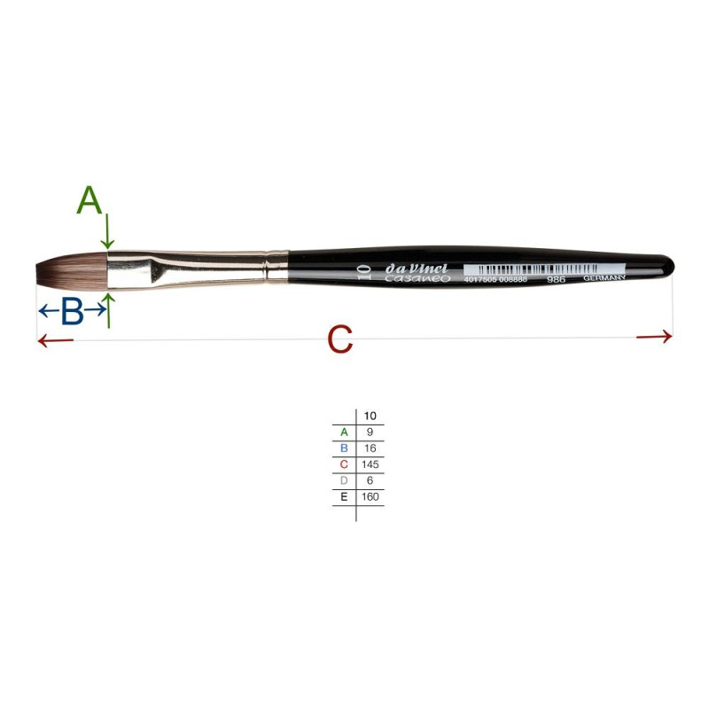 Pinceau de poche Da Vinci Casaneo XS manche court plat