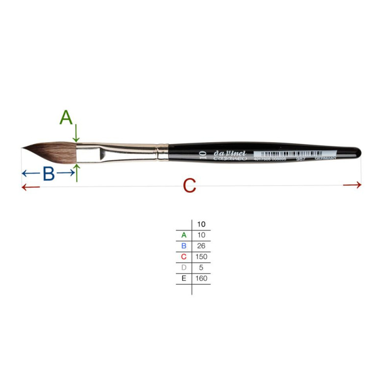 Pinceau de poche Da Vinci Casaneo XS manche court sabre