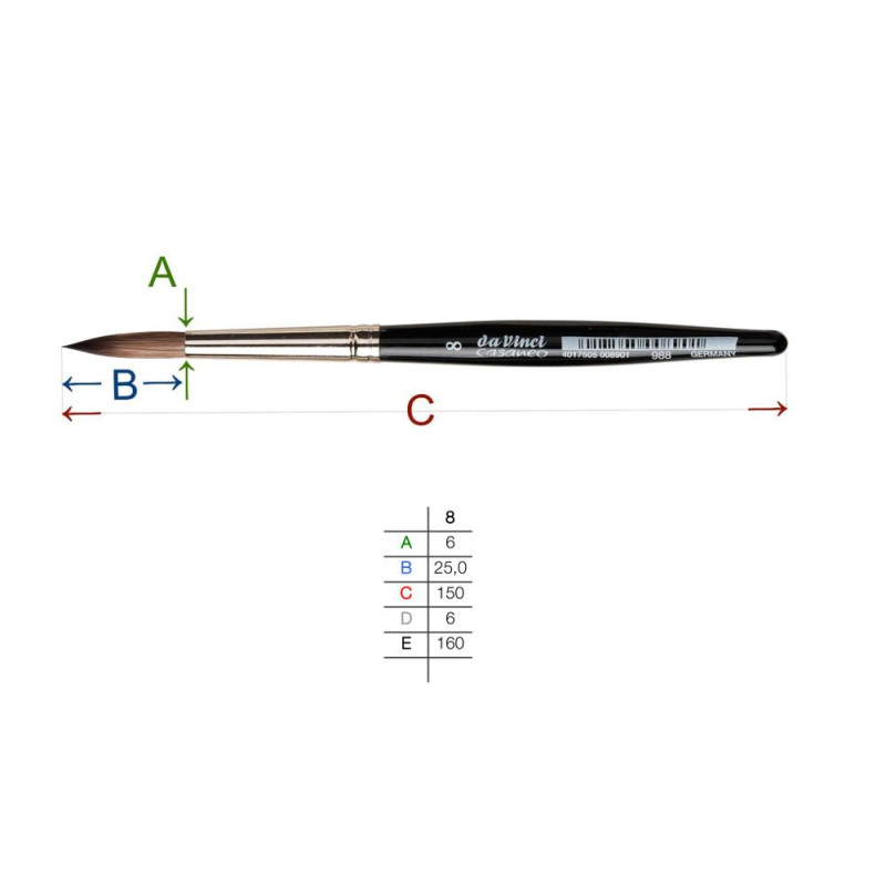 Pinceau de poche Da Vinci Casaneo XS  manche court rond