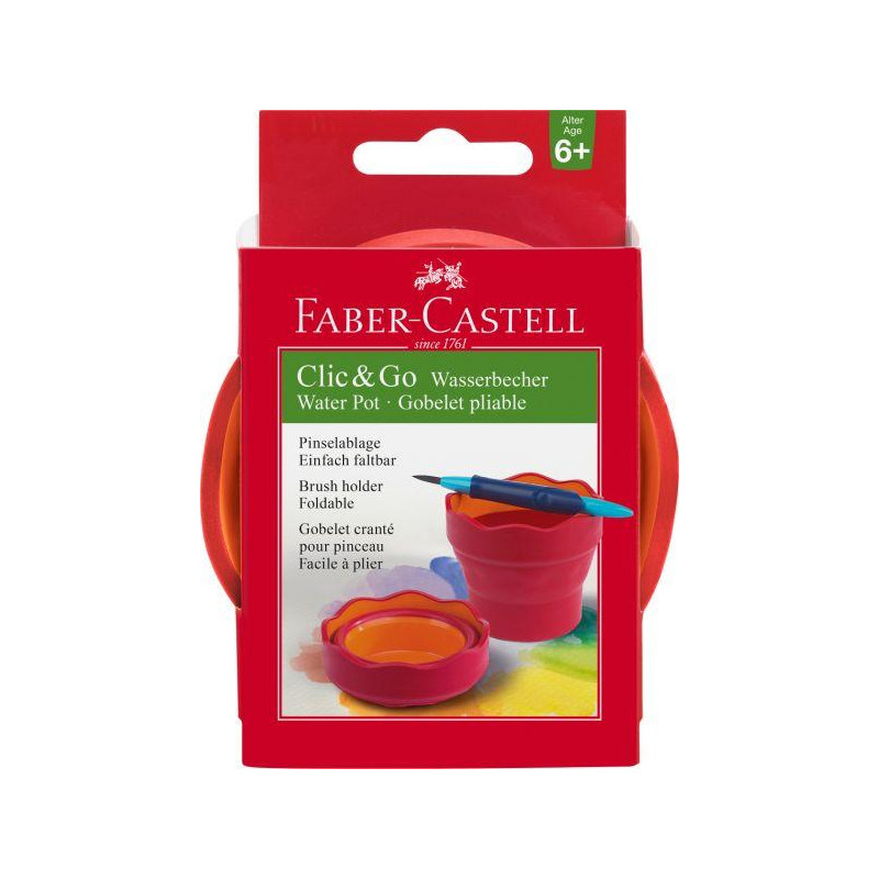 Gobelet à eau pliable rouge Clic and go Faber-Castell Ø 97 mm